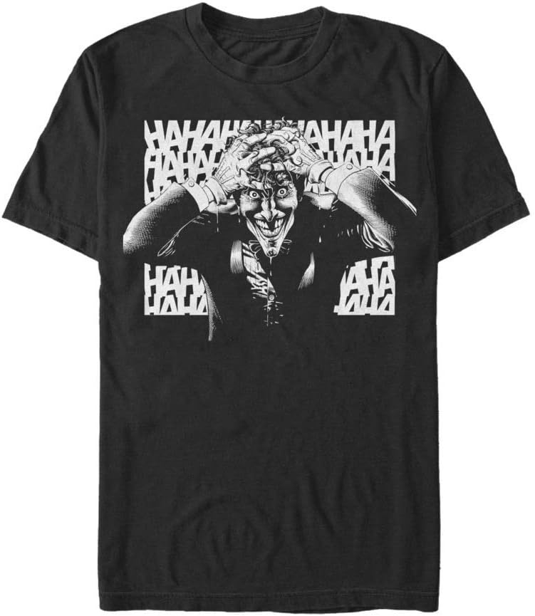 Warner Bros Men s Batman Haha Clown Short Sleeve Tee Shirt Black Large T Shirt Comfort Fit Fan Favorite