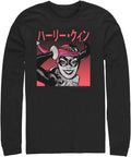 Warner Brothers Batman Haltone Kanji Harley Men s Tops Long Sleeve Tee Shirt Black Long Sleeve T Shirt High Search Deman