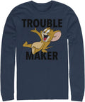 Harry Potter Big Tall Tom Jerry Trouble Maker Men s Tops Long Sleeve Tee Shirt Navy Blue 4X Large Long Sleeve T Shirt Pr