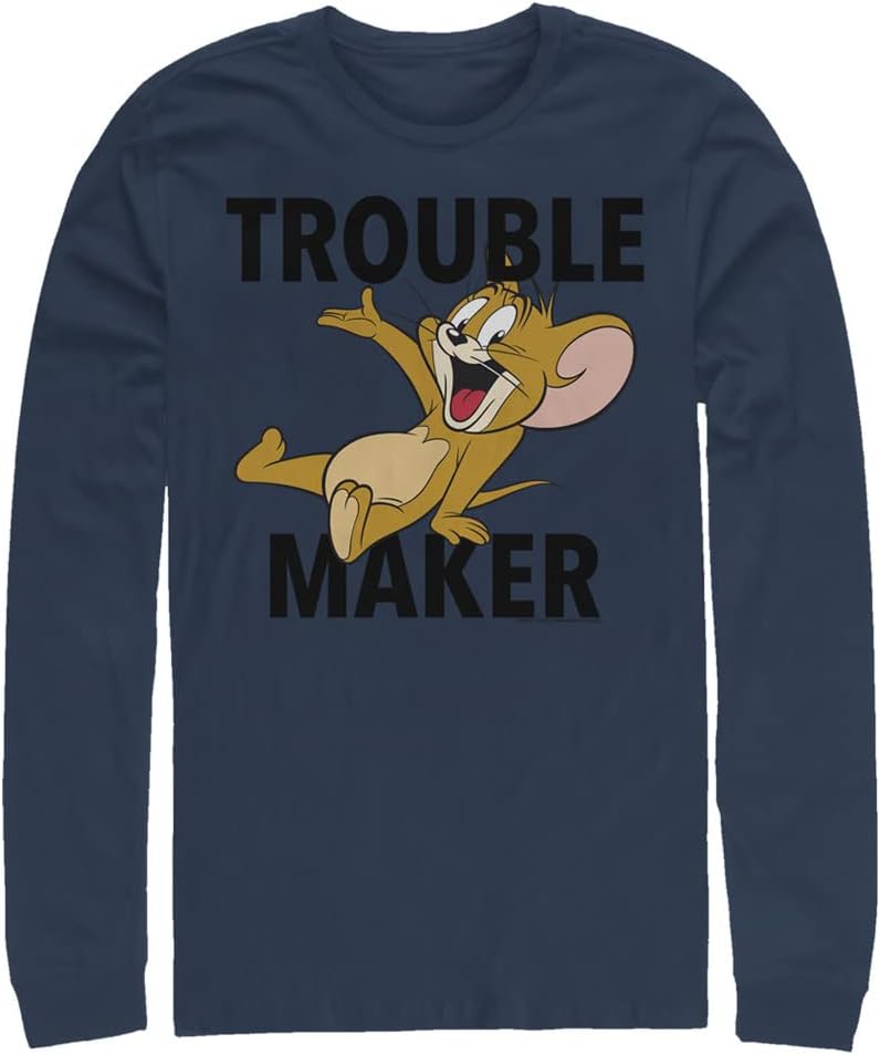 Harry Potter Big Tall Tom Jerry Trouble Maker Men s Tops Long Sleeve Tee Shirt Navy Blue 4X Large Long Sleeve T Shirt Pr