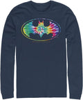 Warner Brothers Big Tall Batman Tye Dye Men s Tops Long Sleeve Tee Shirt Navy Blue 3X Large Long Sleeve T Shirt Comfort