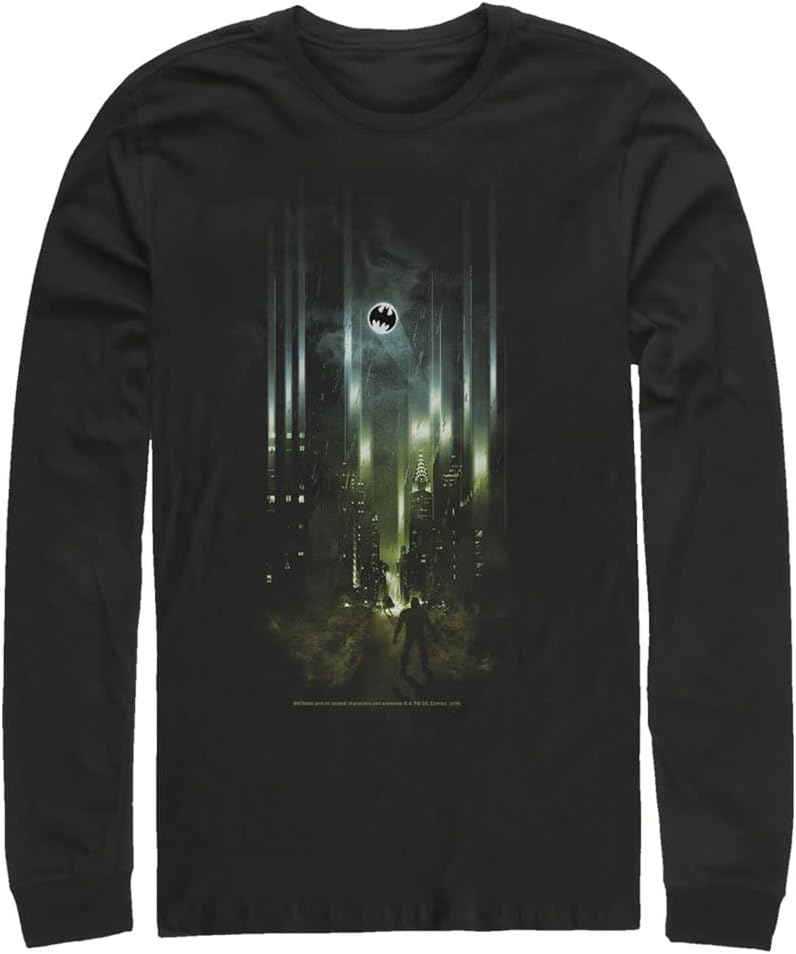 DC Comics Big Tall Batman Street Lights Men s Tops Long Sleeve Tee Shirt Black 3X Large Long Sleeve T Shirt Premium Prin