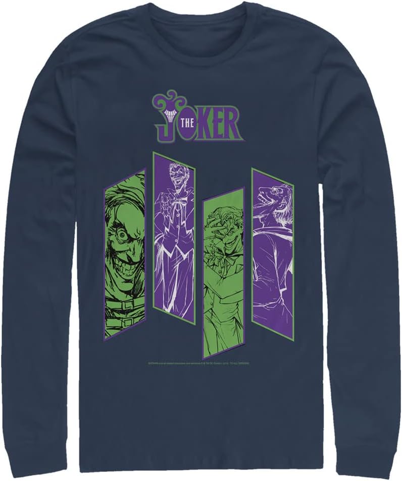 WARNER BROS Big Tall Batman Joker Panels Men s Tops Long Sleeve Tee Shirt Long Sleeve T Shirt Premium Print Everyday Wea