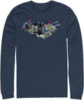Warner Brothers Big Tall Batman Ripped Fill Men s Tops Long Sleeve Tee Shirt Navy Blue 3X Large Long Sleeve T Shirt Stre