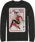 Warner Brothers Big Tall Batman HarleyQ Playing Card Men s Tops Long Sleeve Tee Shirt Black 3X Large Long Sleeve T Shirt