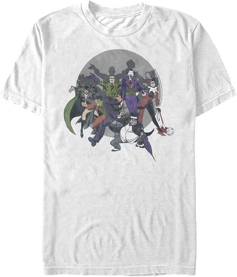 Warner Brothers Batman Gothams Most Wanted Men s Tops Short Sleeve Tee Shirt White T Shirt Trending US Everyday Wear