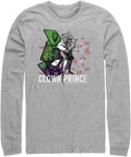 Warner Brothers Big Tall Batman Joker Clown Prince Men s Tops Long Sleeve Tee Shirt Athletic Heather 4X Large Long Sleev