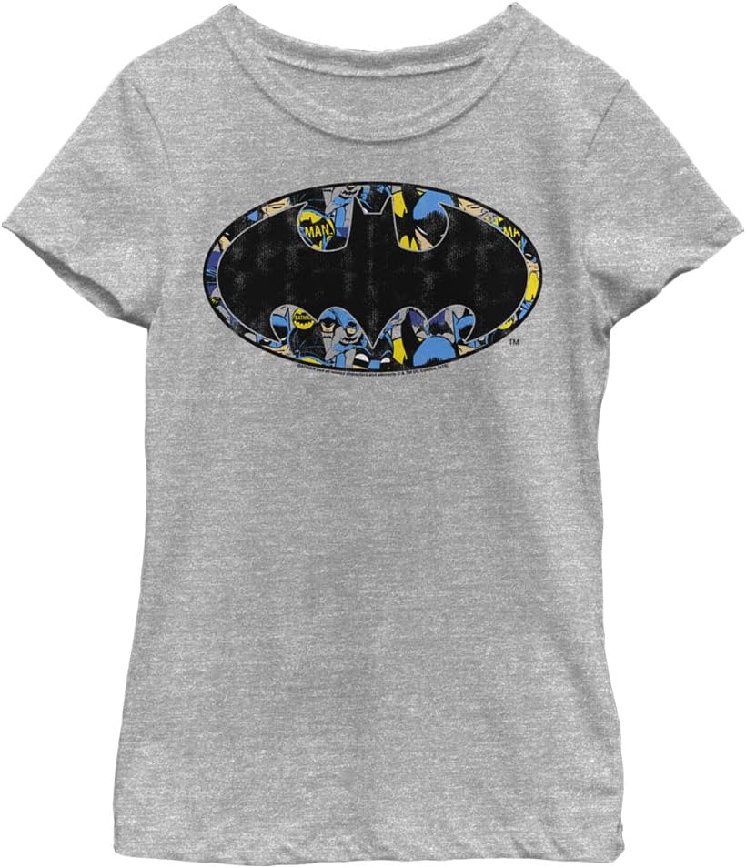 DC Comics Men s Little Big Batman Logo Comic Fill Girls Short Sleeve Tee Shirt T Shirt Trending US Hot Right Now