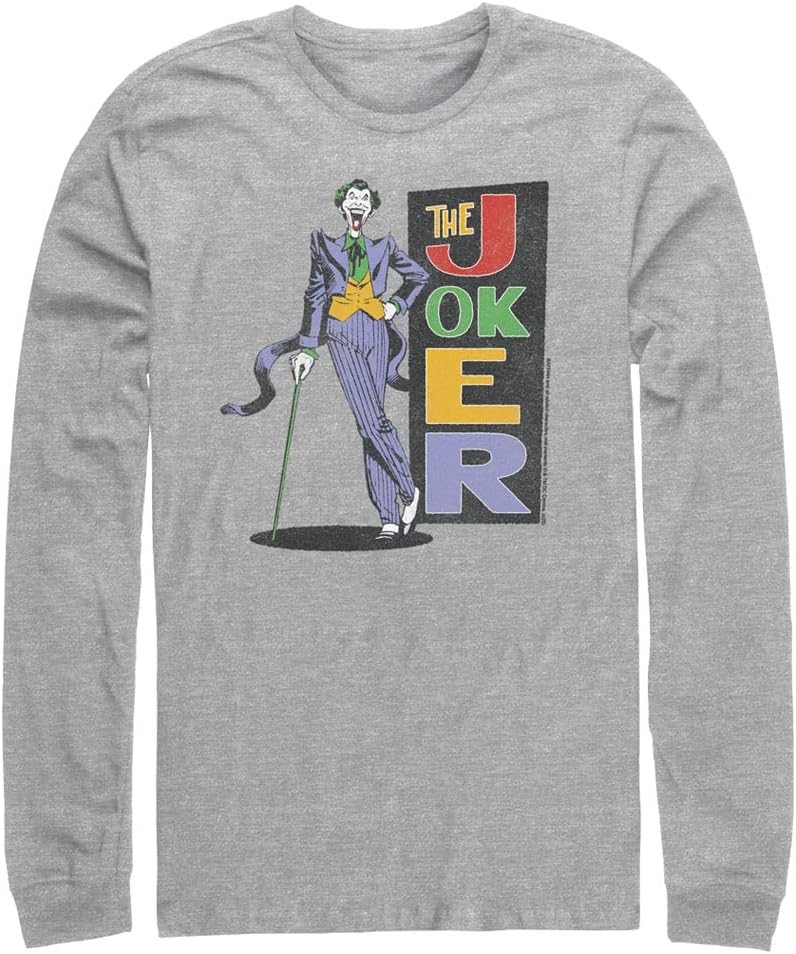 Warner Brothers Batman Thrift Joke Men s Tops Long Sleeve Tee Shirt Athletic Heather Long Sleeve T Shirt Premium Print H