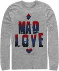 WARNER BROS Batman Mad Love Text Men s Tops Long Sleeve Tee Shirt Long Sleeve T Shirt Trending US Fan Favorite