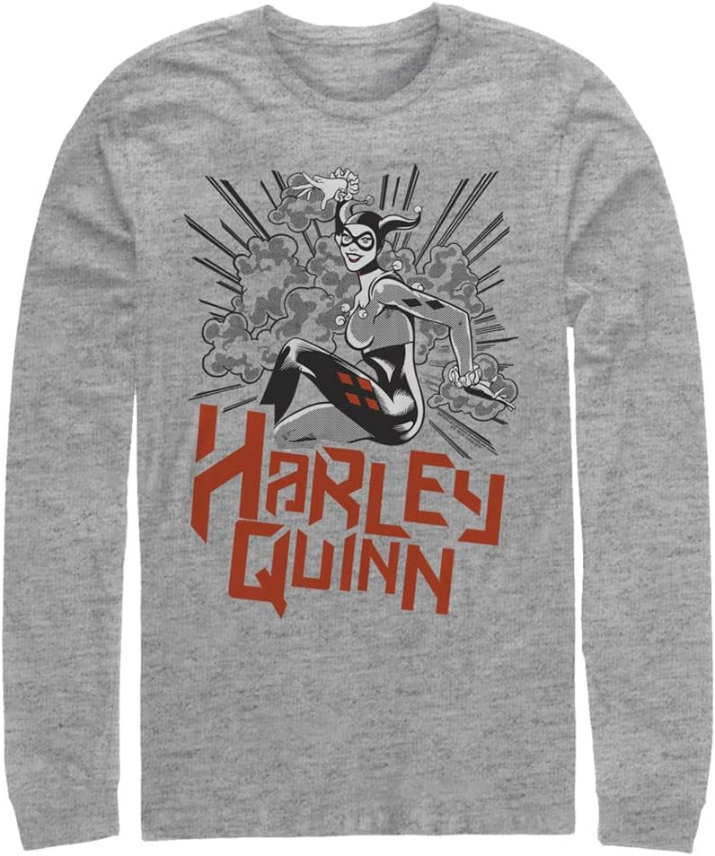 Warner Brothers Big Tall Batman Harley Quinn Tone Men s Tops Long Sleeve Tee Shirt Athletic Heather 3X Large Long Sleeve
