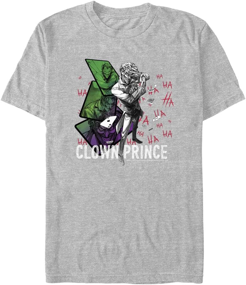 DC Comics Big Tall Batman Joker Clown Prince Men s Tops Short Sleeve Tee Shirt Athletic Heather 4X Large T Shirt Trendin