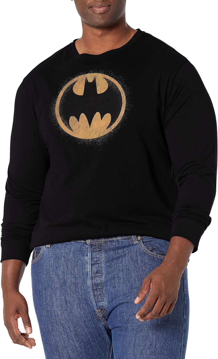 Warner Brothers Batman Bat Signal Men s Tops Long Sleeve Tee Shirt Black Long Sleeve T Shirt Premium Print US Top Pick