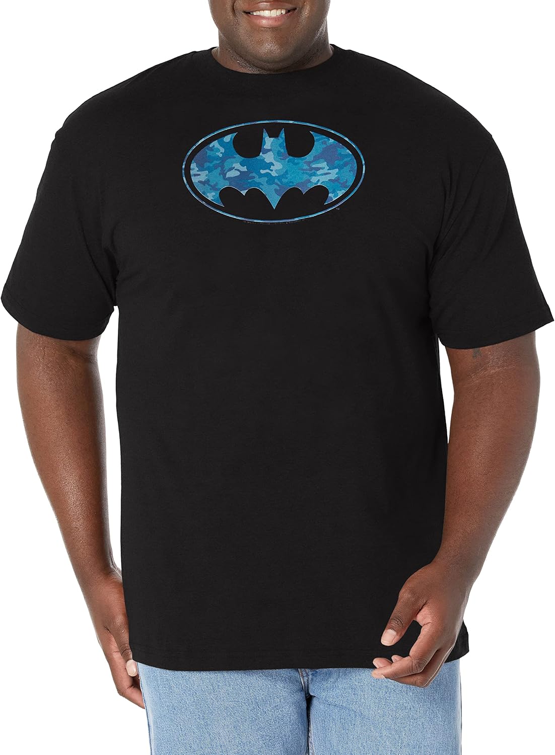 Warner Brothers Batman Men s Big Tall Camo Bat Logo Short Sleeve T Shirt Black 5X Large T Shirt Premium Print Everyday W