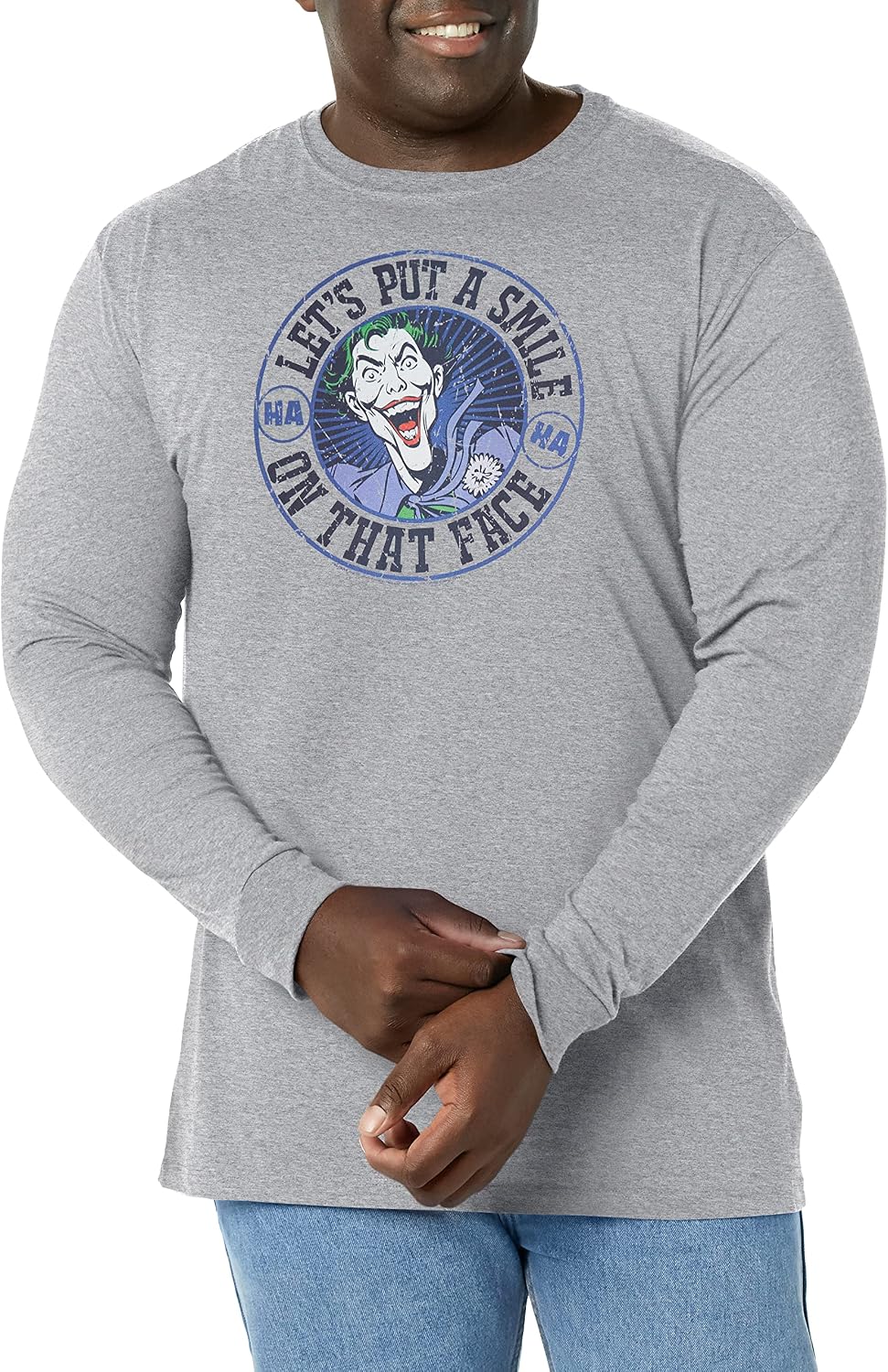 DC Comics Batman Joker Smile Stamp Men s Tops Long Sleeve Tee Shirt Long Sleeve T Shirt Trending US Hot Right Now