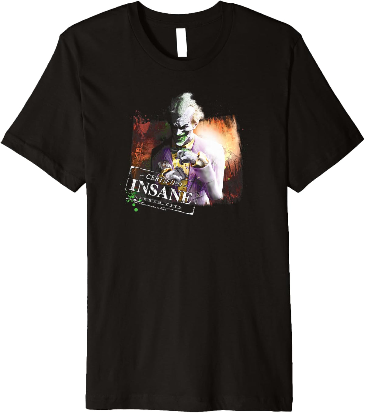 Batman Arkham City The Joker Certified Insane Premium Apparel Comfort Fit Best Seller Look