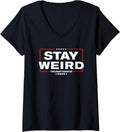 Womens Weird Trump 2024 - Stay Weird - Donald Trump JD Vance V-Neck Apparel | Aesthetic Design