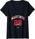 Womens JD Martinez MLBPA Boston Baseball Player Massachusetts V-Neck Apparel | Aesthetic Design