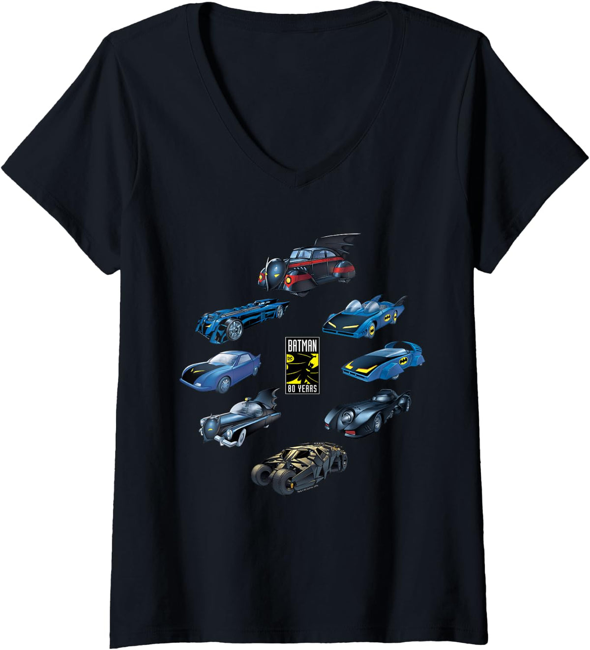Womens Batman 80 Years Batmobile Oval V Neck Apparel Streetwear Style Best Seller Look