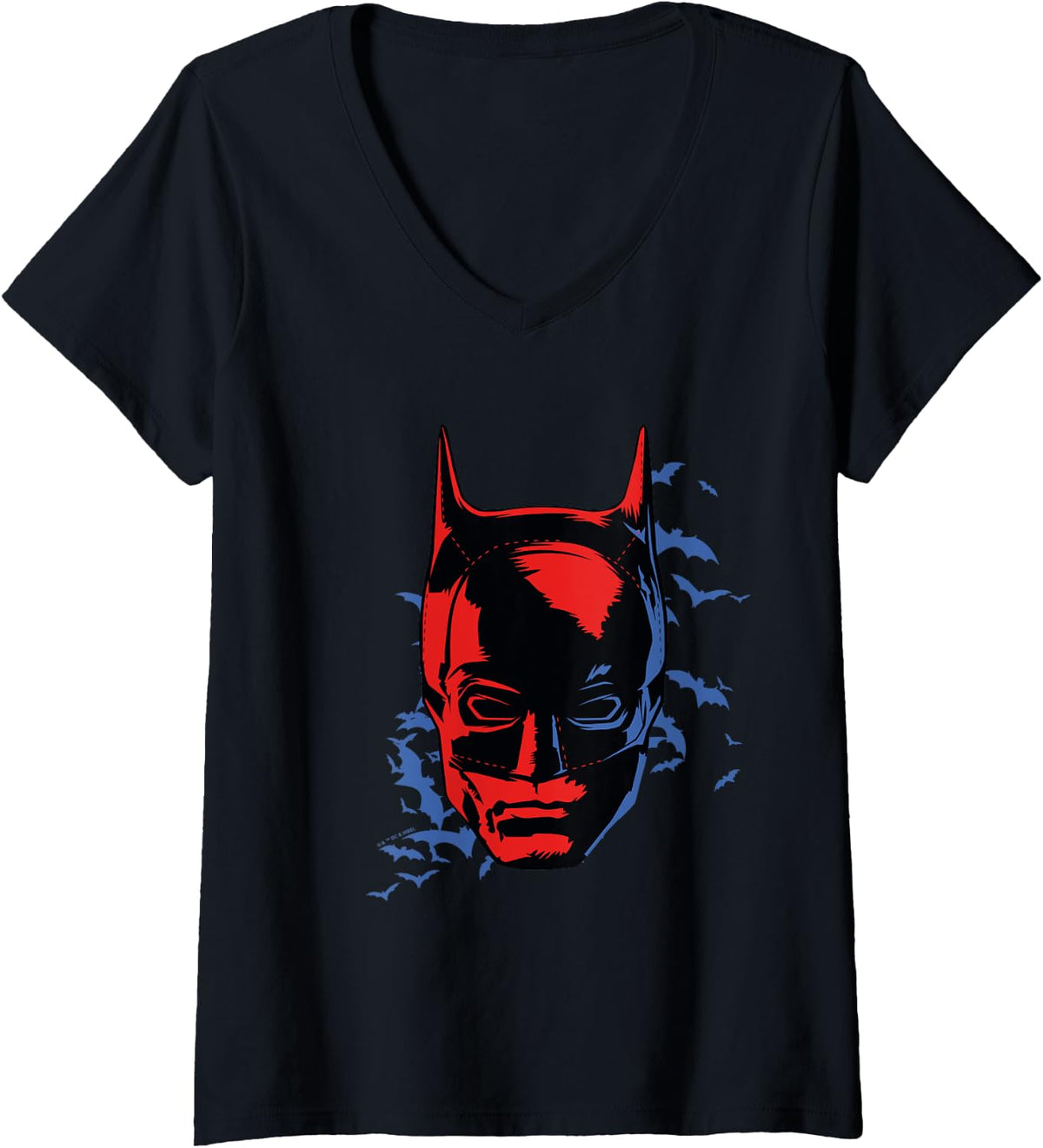 Womens The Batman Red Blue Shades Vintage Face Logo V Neck Apparel High Search Demand Best Seller Look