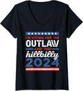 Womens Trump Vance 2024 Donald Trump J.D. Vance Outlaw Hillbilly V-Neck Apparel | US Viral Style