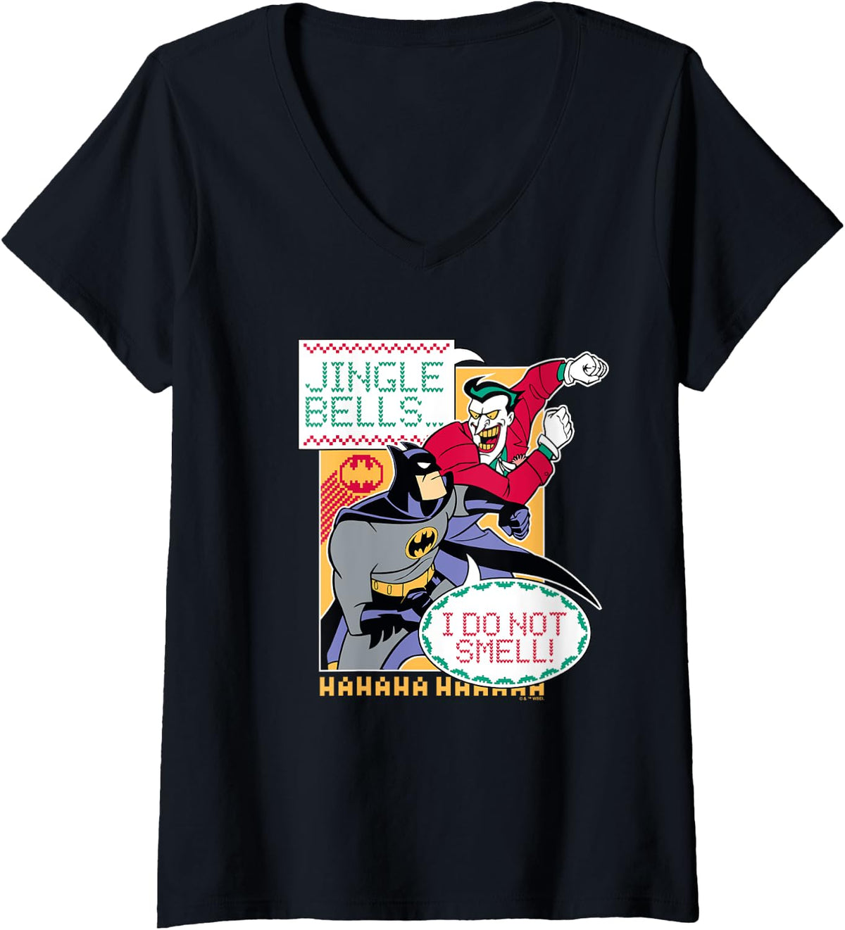 Womens Batman The Animated Series Jingle Bells I Don t Smell V Neck Apparel High Search Demand Everyday Wear