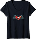 Womens Batman v Superman Industrial Logo V Neck Apparel Viral TikTok Find Everyday Wear
