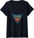 Womens Batman The Brave and the Bold The Atom Shield V Neck Apparel Streetwear Style Fan Favorite