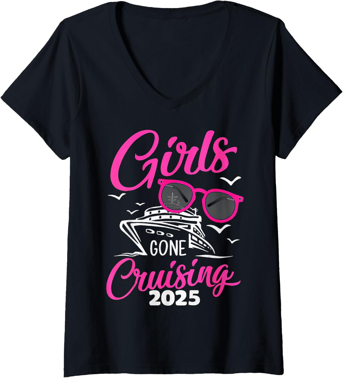 Group Trip Girls Gone Cruising 2025 Vacation Matching V-Neck for Women 114