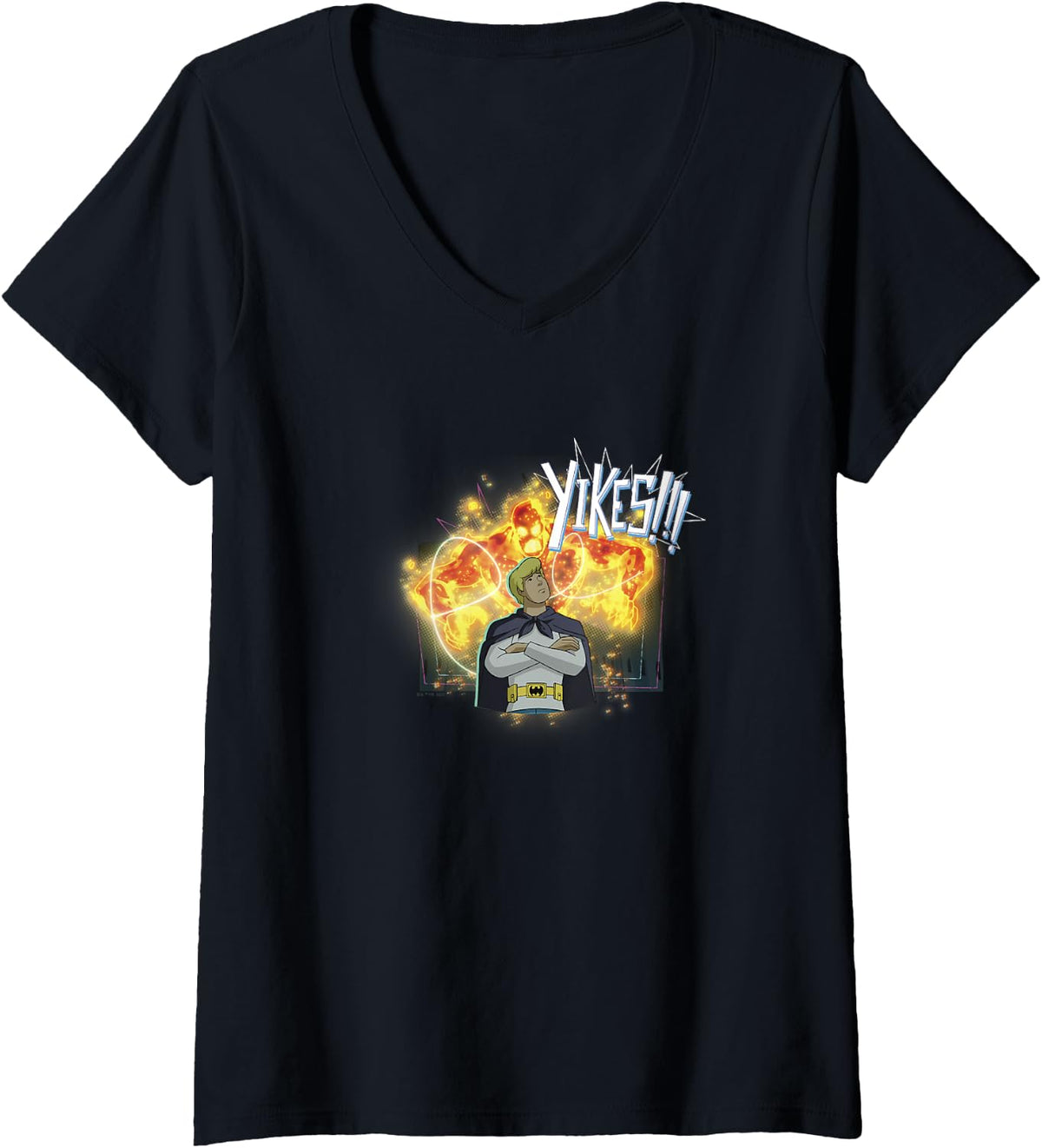 Womens Scooby Doo Fred Jones Batman Costume Yikes Vintage Hero V Neck Apparel Comfort Fit US Top Pick