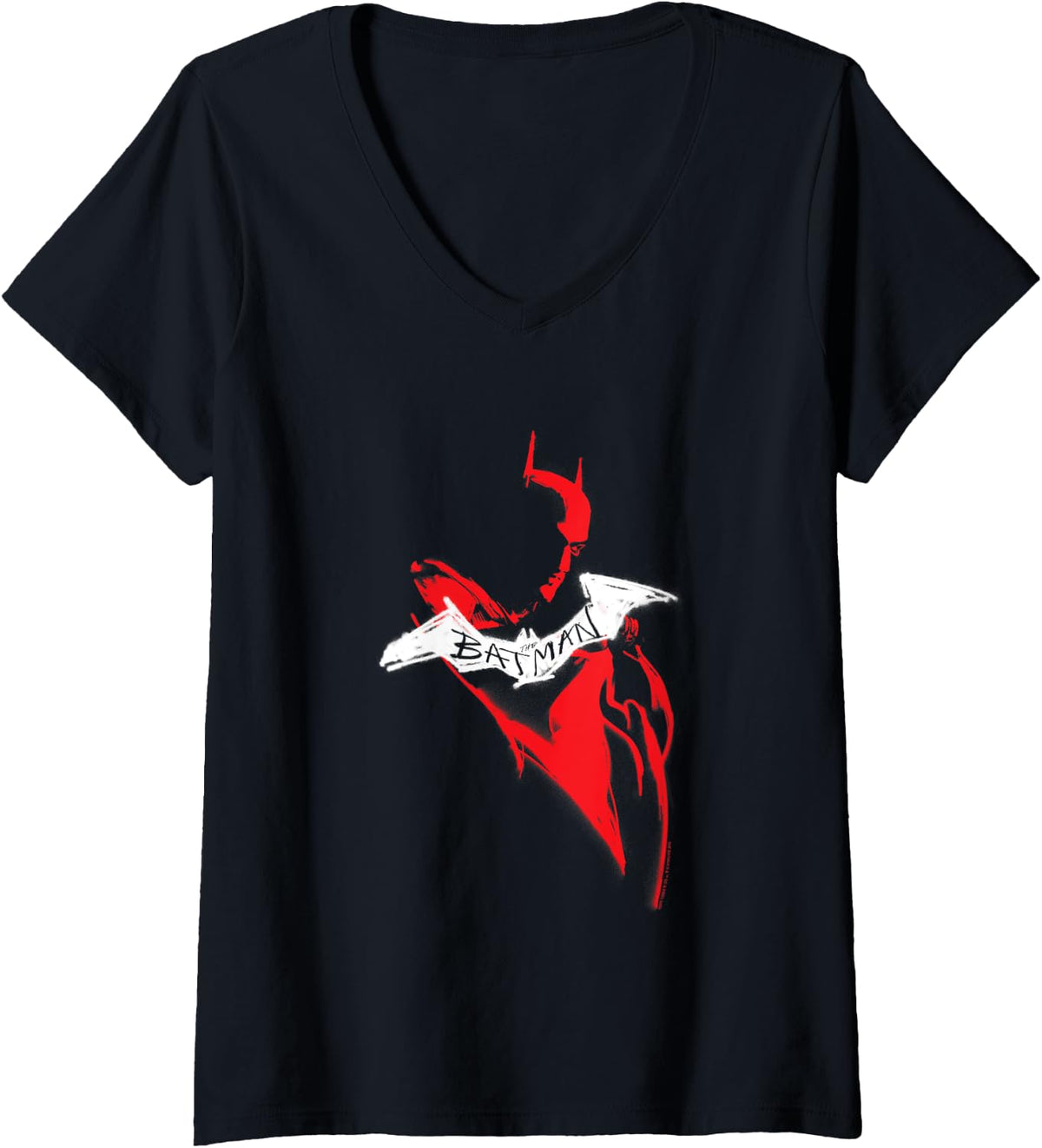 Womens The Batman Hand Drawn Silhouette V Neck Apparel Streetwear Style Everyday Wear