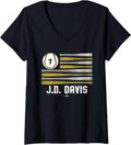 Womens Baseball American Flag J.D. Davis Oakland Baseball MLBPA V-Neck Apparel | Premium Quality
