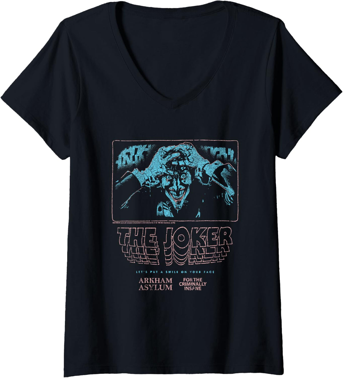 Womens DC Comics Batman The Joker Distressed Portrait V Neck Apparel Viral TikTok Find Best Seller Look