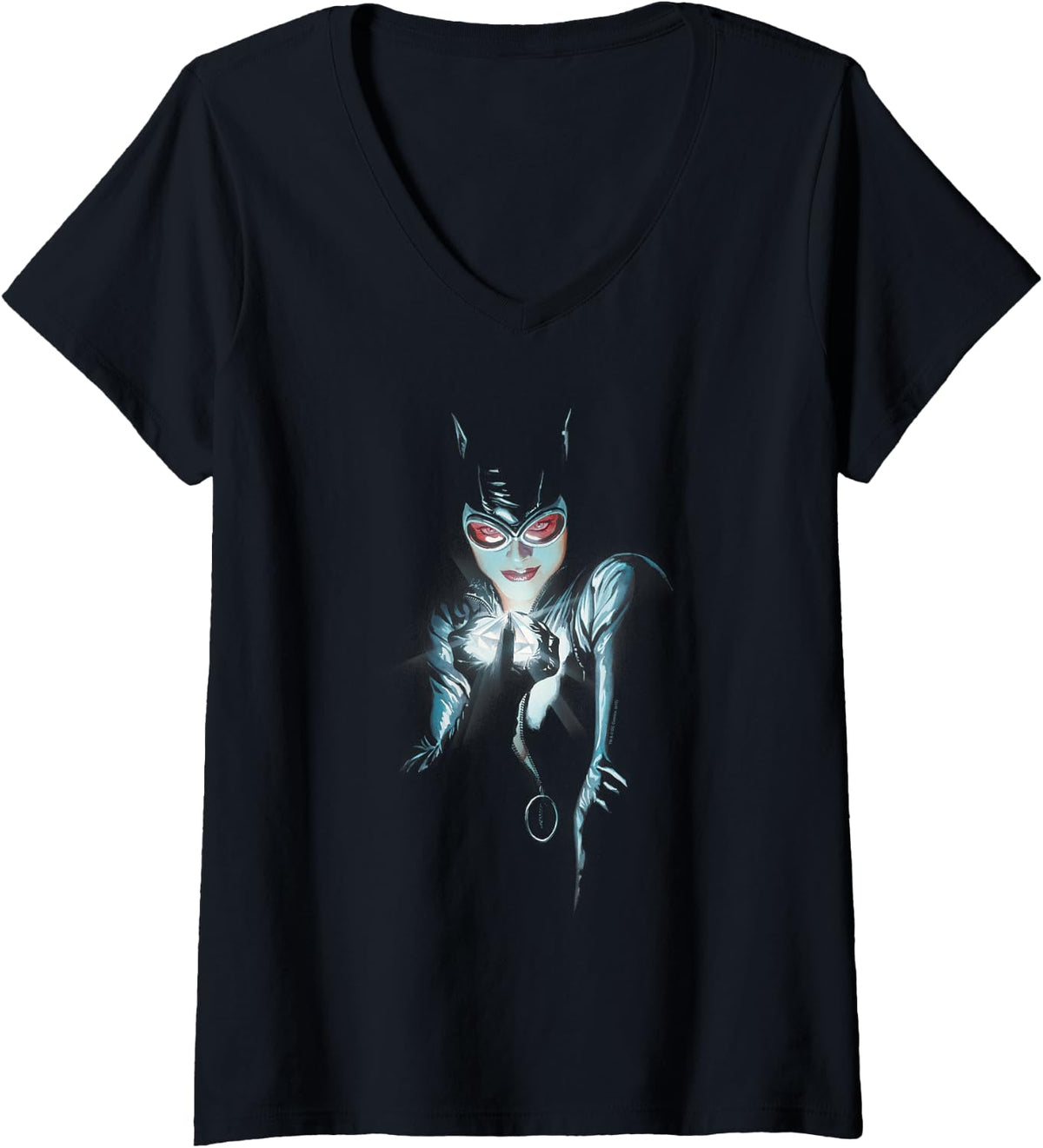 Womens Batman Catwoman Cover V Neck Apparel Comfort Fit Everyday Wear