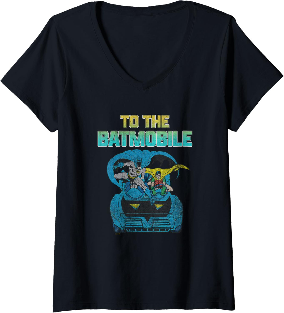 DC Comics Batman Robin To The Batmobile Vintage Poster V Neck Apparel Viral TikTok Find Best Seller Look