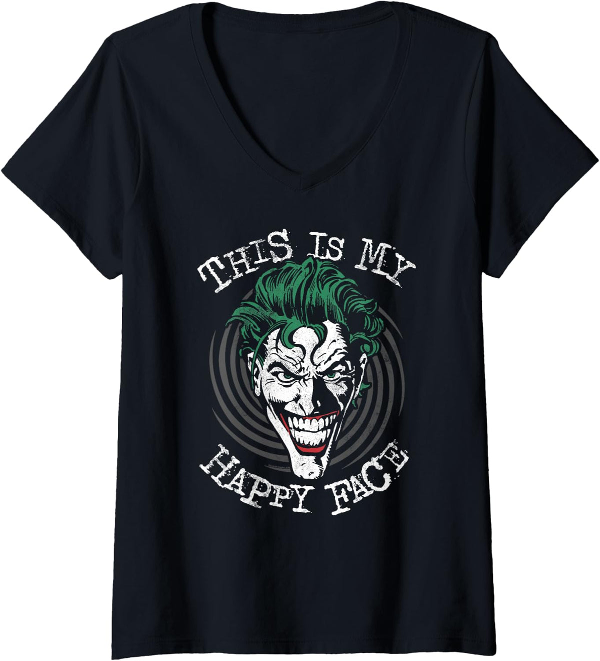 Womens Batman Joker This is My Happy Face V Neck Apparel Viral TikTok Find Everyday Wear