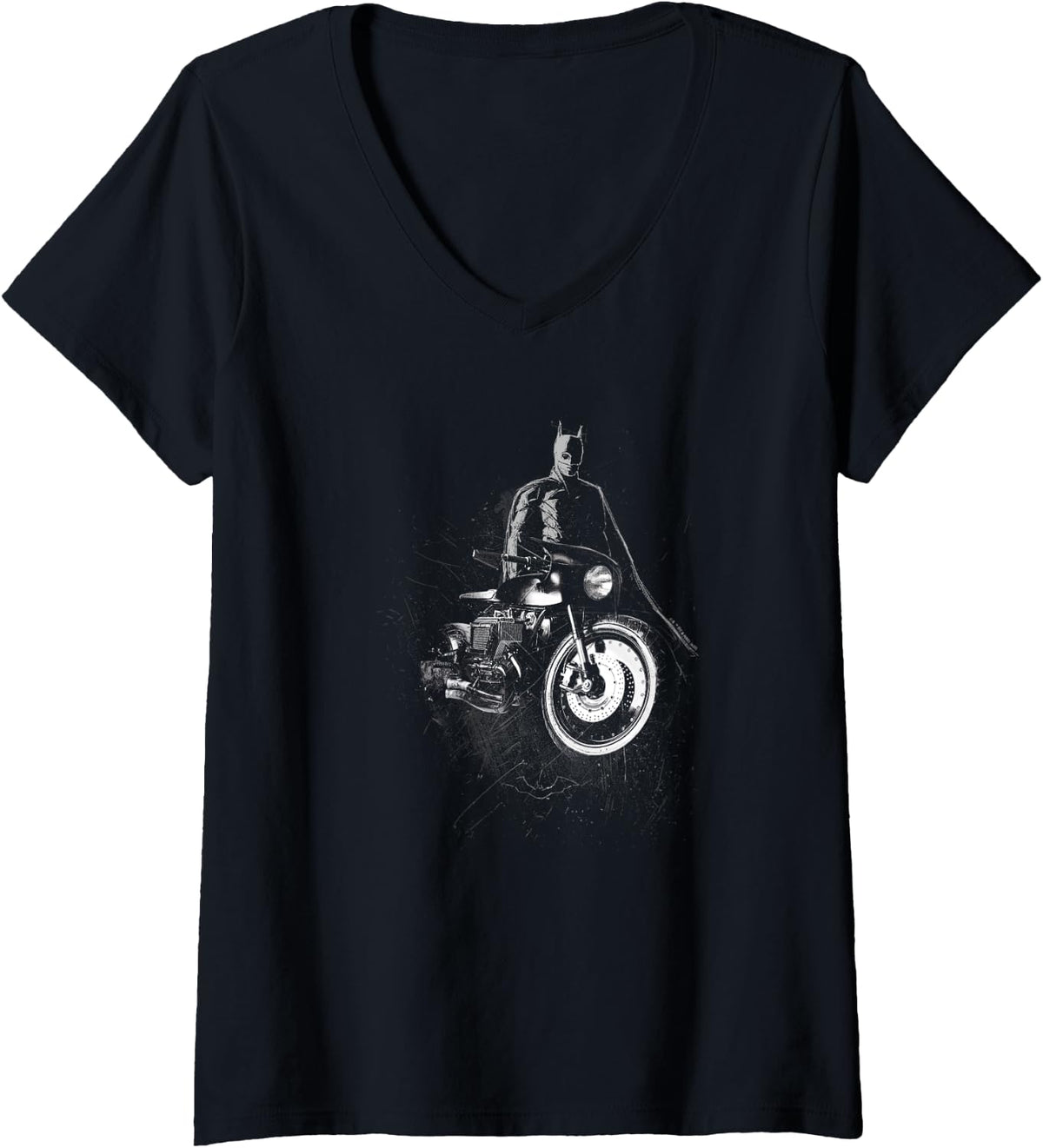 The Batman Batcycle Grunge Poster V Neck Apparel Streetwear Style Fan Favorite
