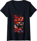 Womens The Flash Batman Supergirl Glitched Reality Poster V Neck Apparel Streetwear Style Gift Ready