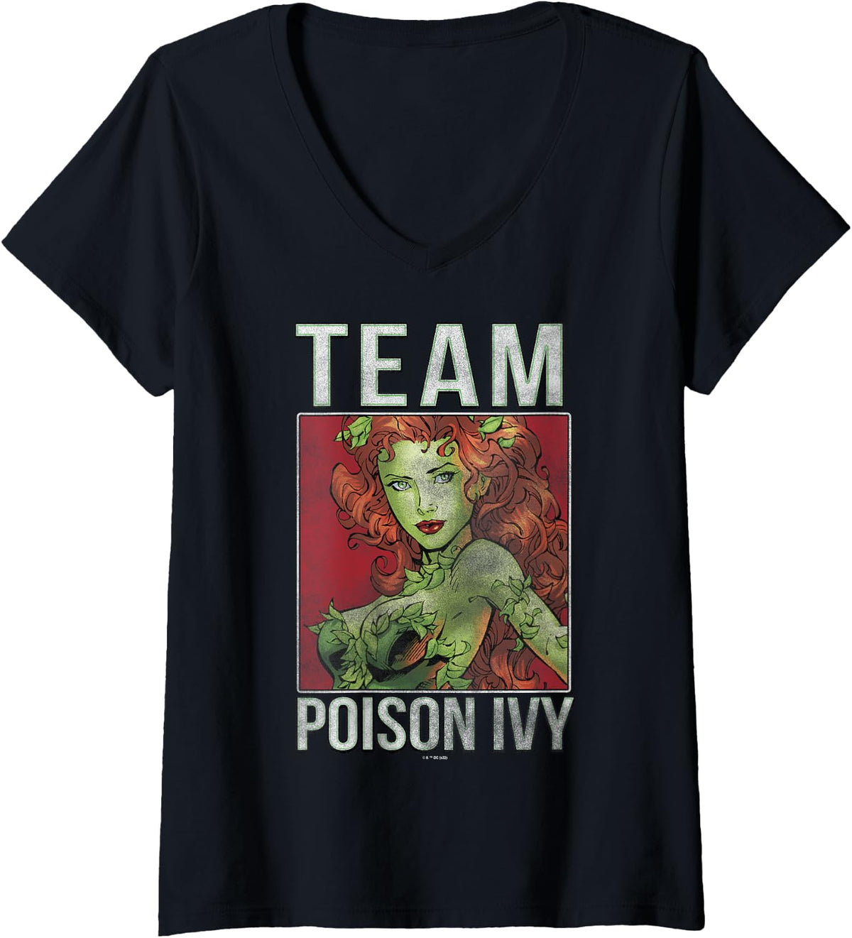 DC Comics Batman Team Poison Ivy Big Face Poster V Neck Apparel Streetwear Style Everyday Wear