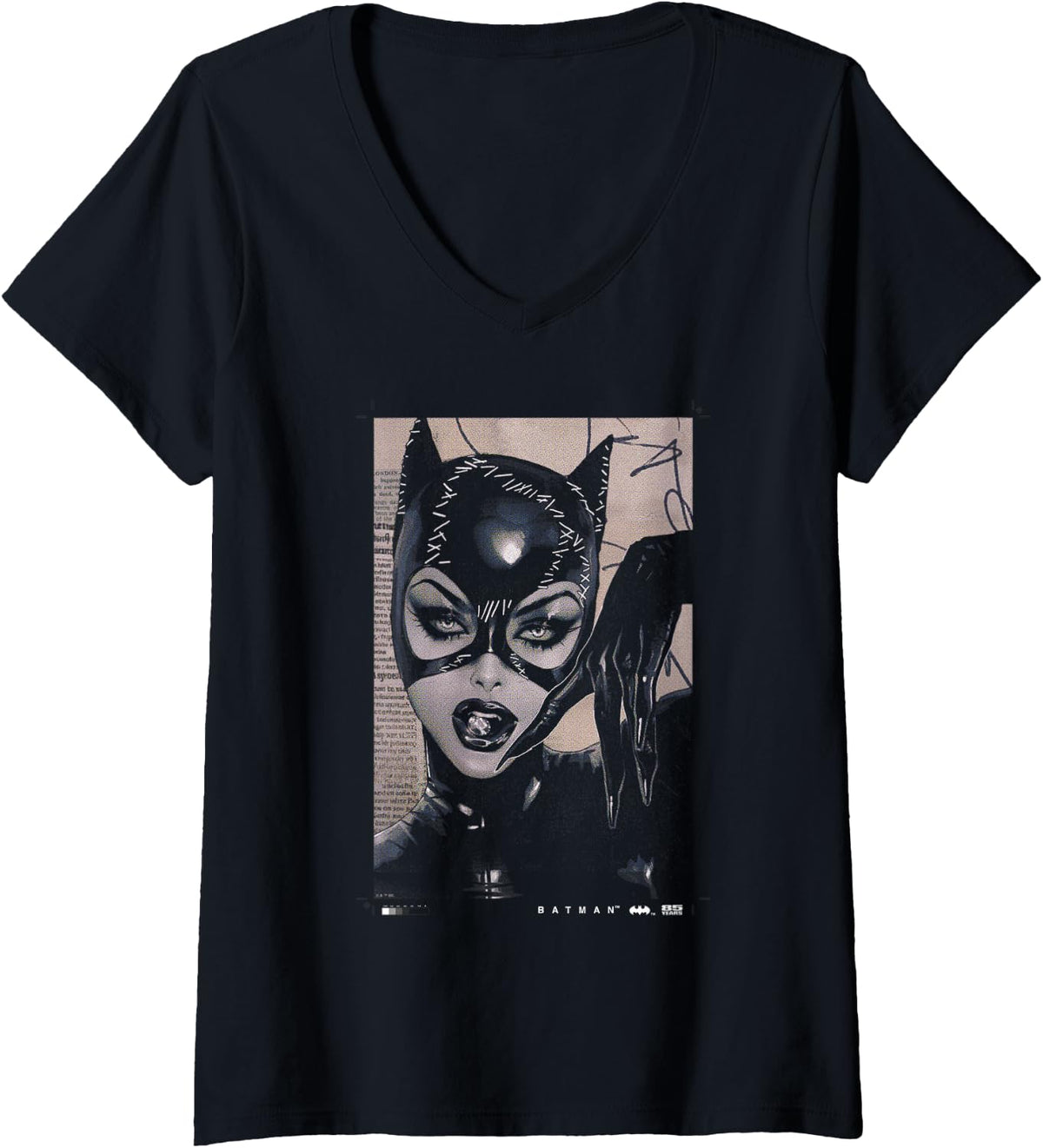 Womens Batman Catwoman 85th Anniversary Comic Cover V Neck Apparel Comfort Fit Best Seller Look