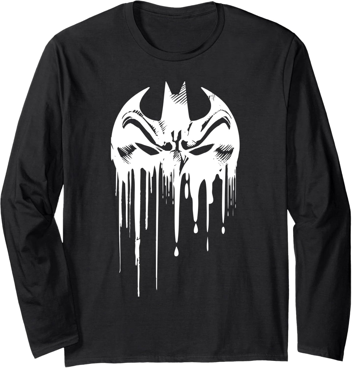 DC Batman White Graffiti Mask Long Sleeve Long Sleeve T Shirt Streetwear Style Fan Favorite