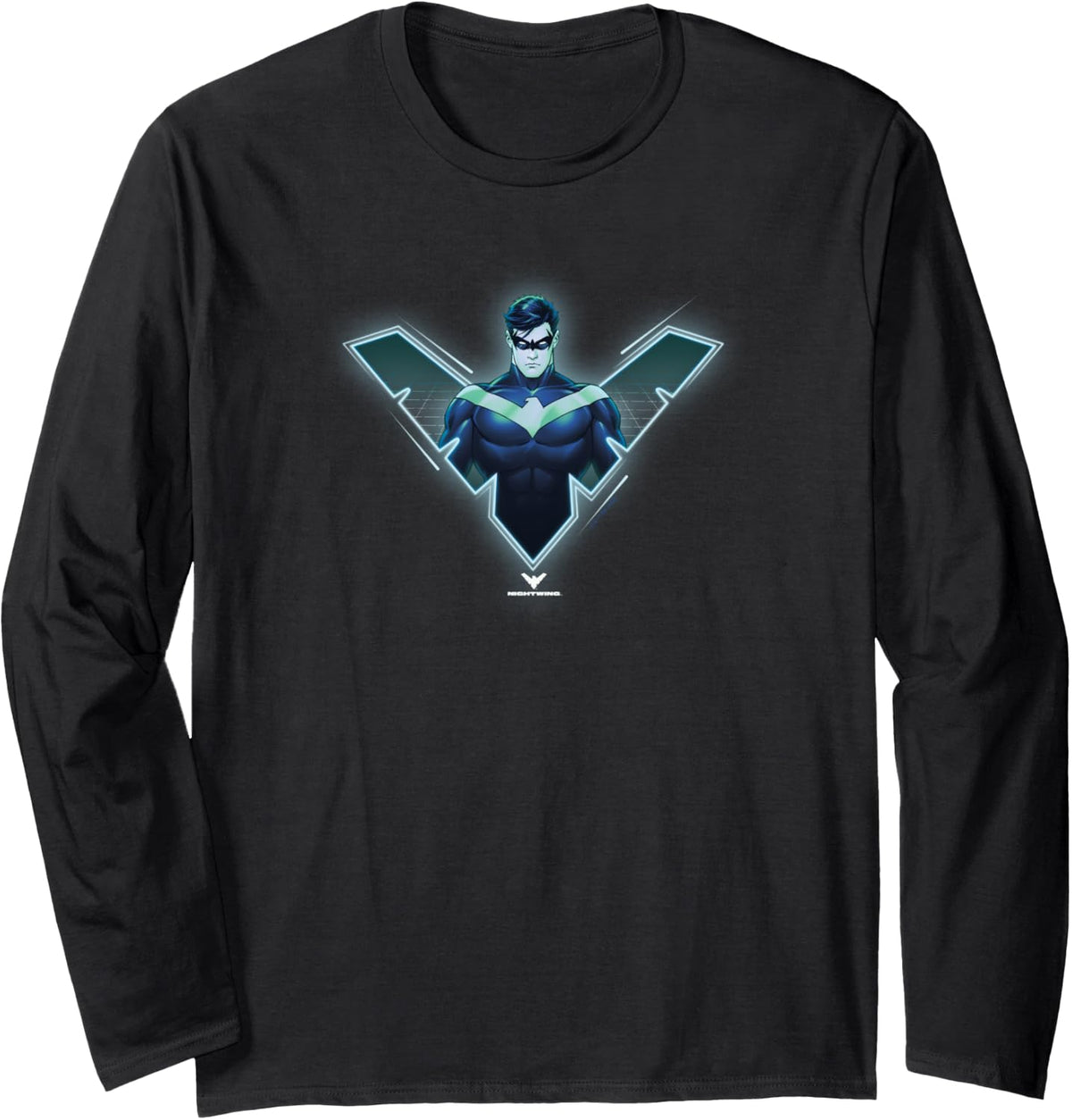 DC Comics Batman Nightwing Neon Glow Logo Long Sleeve Long Sleeve T Shirt Streetwear Style Everyday Wear