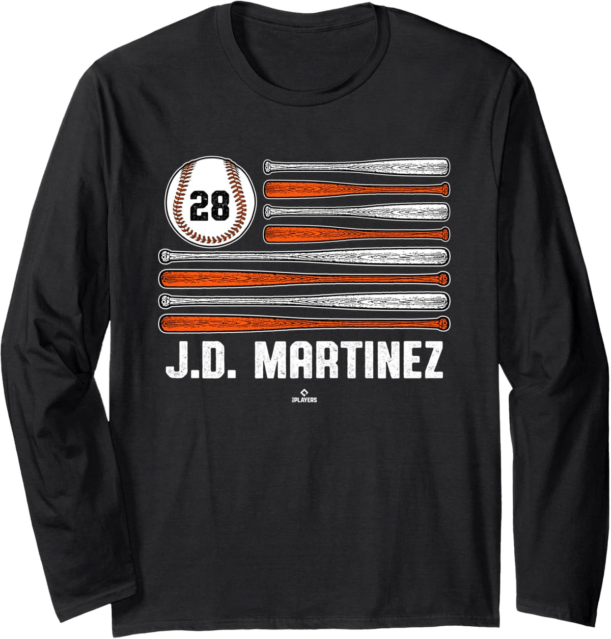 Baseball American Flag J.D. Martinez New York Baseball MLBPA Long Sleeve Apparel | Aesthetic Design