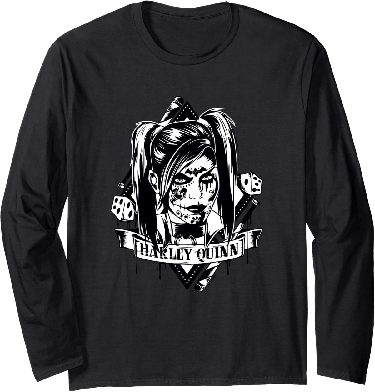 Batman Arkham Knight Harley Quinn Roll The Dice Tattoo Long Sleeve Long Sleeve T Shirt Trending US Fan Favorite