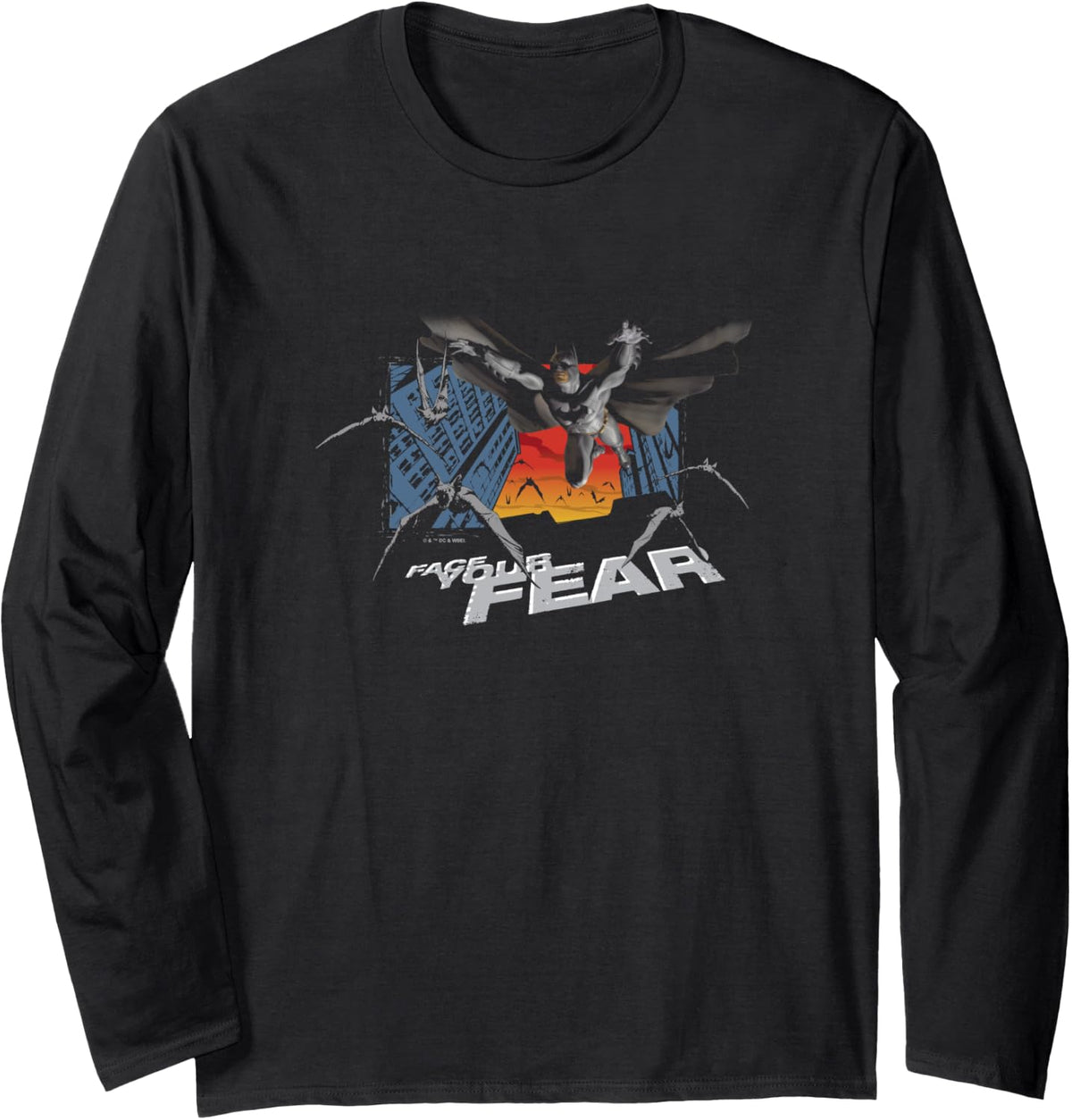 Batman Begins Retro Vintage Face Your Fear Sunset Night Fall Long Sleeve Long Sleeve T Shirt Trending US Fan Favorite