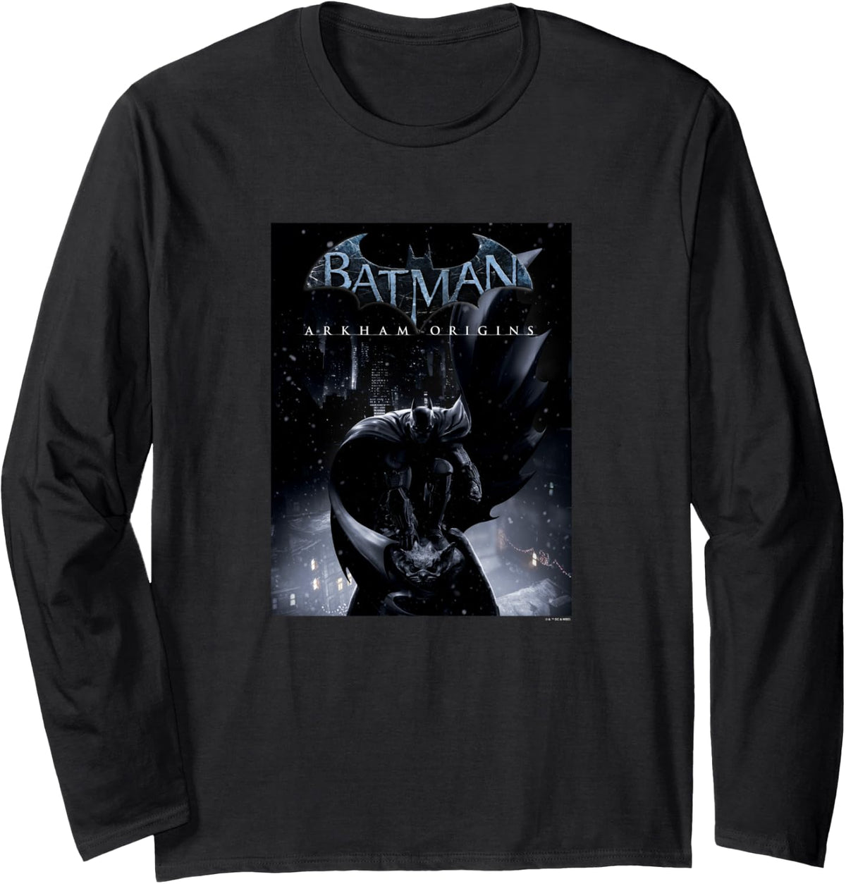 Batman Arkham Origins Dark Knight Roof Top Distressed Long Sleeve Long Sleeve T Shirt Premium Print Fan Favorite