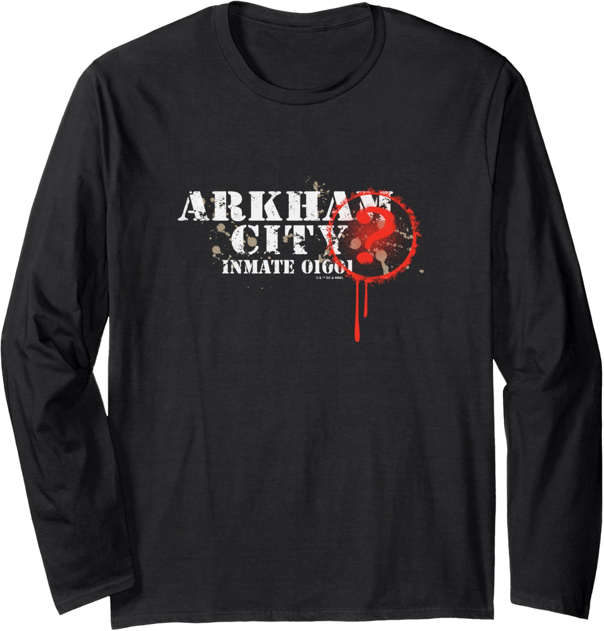 Batman Arkham City Inmate Number Spray Paint Question Mark Long Sleeve Long Sleeve T Shirt Comfort Fit Fan Favorite