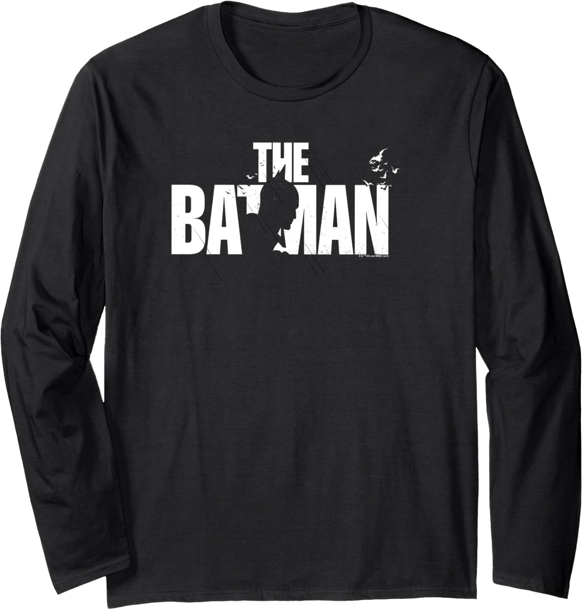The Batman Rain Text Silhouette Long Sleeve Long Sleeve T Shirt Streetwear Style Everyday Wear