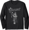 DC Comics Batman Outline Flying Bats Portrait Vintage Long Sleeve Long Sleeve T Shirt Comfort Fit Everyday Wear