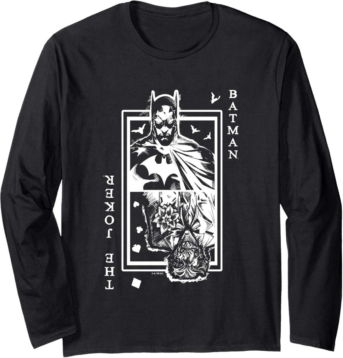 DC Comics Batman Joker Duality Playing Card Vintage Dark Long Sleeve Long Sleeve T Shirt Streetwear Style US Top Pick